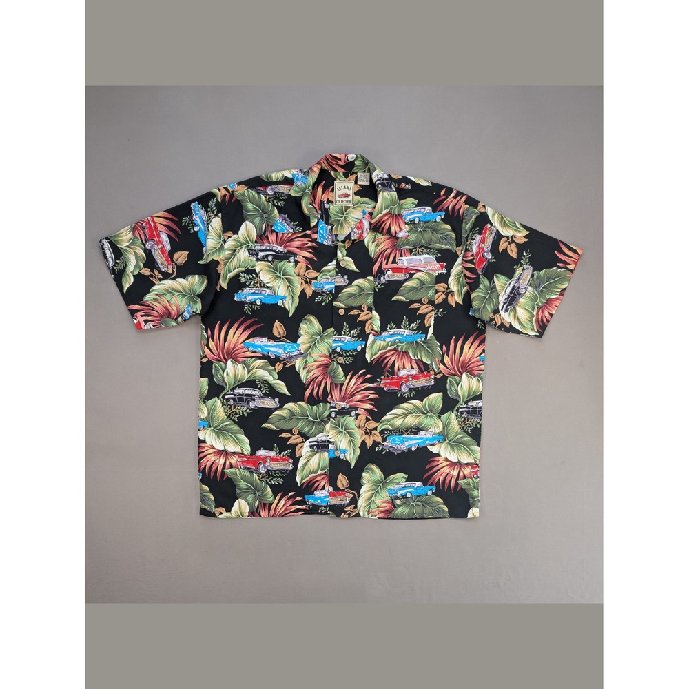 Island Collection Hawaiian Shirt Classic Cars Tropical Rayon M